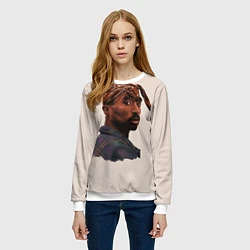 Свитшот женский Tupac Shakur, цвет: 3D-белый — фото 2