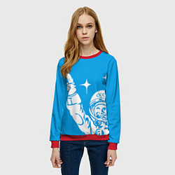 Свитшот женский Гагарин рокер, цвет: 3D-красный — фото 2