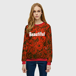 Свитшот женский Beautiful Roses, цвет: 3D-красный — фото 2