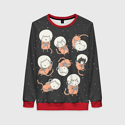 Свитшот женский Космические котики, цвет: 3D-красный