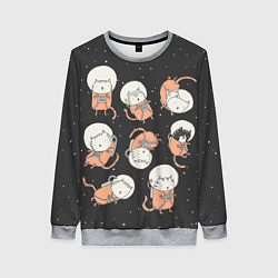 Свитшот женский Космические котики, цвет: 3D-меланж