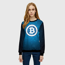 Свитшот женский Bitcoin Blue, цвет: 3D-черный — фото 2