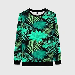 Свитшот женский Tropical pattern, цвет: 3D-черный