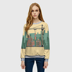 Свитшот женский Стройка, цвет: 3D-меланж — фото 2