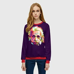 Свитшот женский Альберт Эйнштейн: Арт, цвет: 3D-красный — фото 2