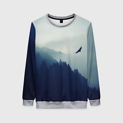 Свитшот женский Орел над Лесом, цвет: 3D-меланж