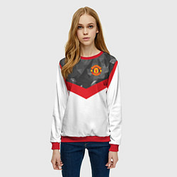 Свитшот женский Man United FC: Grey Polygons, цвет: 3D-красный — фото 2