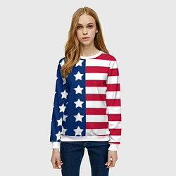 Свитшот женский USA Flag, цвет: 3D-белый — фото 2