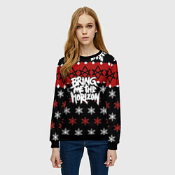 Свитшот женский Праздничный Bring Me the Horizon, цвет: 3D-черный — фото 2