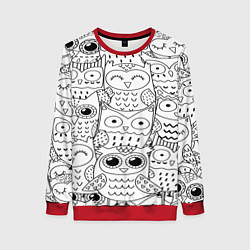 Свитшот женский Совушки: узор, цвет: 3D-красный