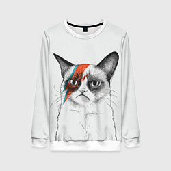 Свитшот женский David Bowie: Grumpy cat, цвет: 3D-белый