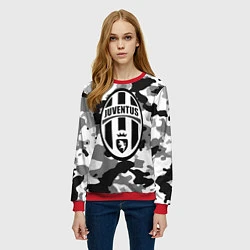 Свитшот женский FC Juventus: Camouflage, цвет: 3D-красный — фото 2