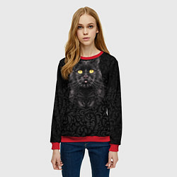 Свитшот женский Чёрный котик, цвет: 3D-красный — фото 2
