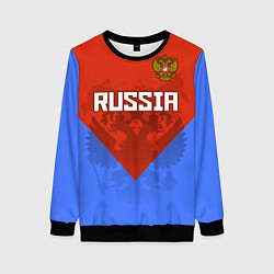 Свитшот женский Russia Red & Blue, цвет: 3D-черный