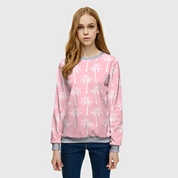 Свитшот женский Розовые тропики, цвет: 3D-меланж — фото 2