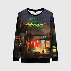 Свитшот женский Cyberpunk 2077: Night City, цвет: 3D-черный
