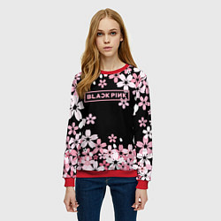 Свитшот женский Black Pink: Pink Sakura, цвет: 3D-красный — фото 2