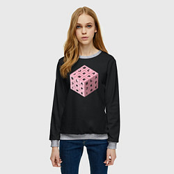 Свитшот женский Black Pink Cube, цвет: 3D-меланж — фото 2