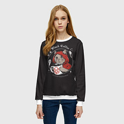 Свитшот женский Black Cat, Black Coffee, цвет: 3D-белый — фото 2