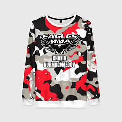 Свитшот женский Khabib Nurmagomedov: Red Camo, цвет: 3D-белый