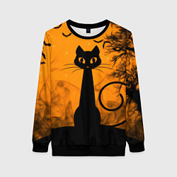 Свитшот женский Halloween Cat, цвет: 3D-черный