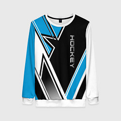 Свитшот женский Hockey black blue white, цвет: 3D-белый
