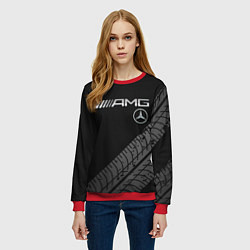 Свитшот женский Mercedes AMG: Street Racing, цвет: 3D-красный — фото 2