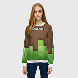 Свитшот женский Minecraft - Логотип, цвет: 3D-белый — фото 2