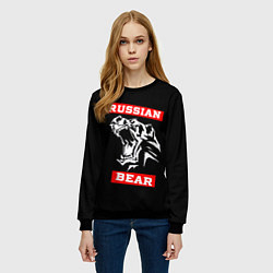 Свитшот женский RUSSIAN BEAR - WILD POWER, цвет: 3D-черный — фото 2