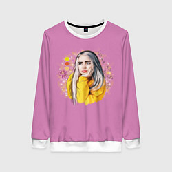 Свитшот женский Billie Eilish Pink Art, цвет: 3D-белый