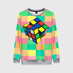 Свитшот женский Кубик Рубика, цвет: 3D-меланж