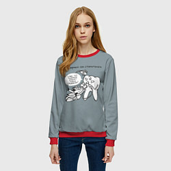 Свитшот женский Кошмарный сон стоматолога, цвет: 3D-красный — фото 2