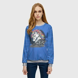 Свитшот женский Единорог Rock, цвет: 3D-меланж — фото 2