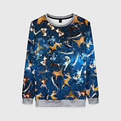 Свитшот женский Космические коты, цвет: 3D-меланж