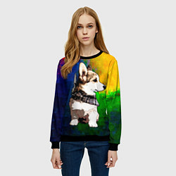 Свитшот женский Корги, цвет: 3D-черный — фото 2