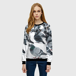 Свитшот женский Голуби, цвет: 3D-черный — фото 2