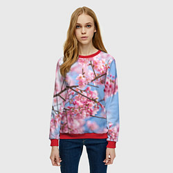 Свитшот женский Ветки Сакуры, цвет: 3D-красный — фото 2