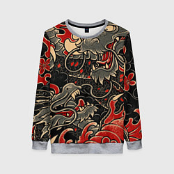 Свитшот женский Dsquared tatoo DRAGON, цвет: 3D-меланж