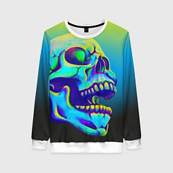 Свитшот женский Neon skull, цвет: 3D-белый