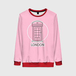 Свитшот женский Телефонная будка, London, цвет: 3D-красный