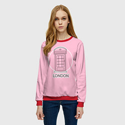 Свитшот женский Телефонная будка, London, цвет: 3D-красный — фото 2