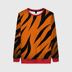 Свитшот женский Текстура тигра, цвет: 3D-красный