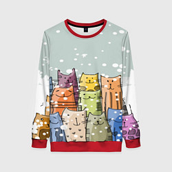 Свитшот женский Котики, цвет: 3D-красный