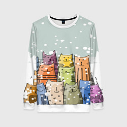 Свитшот женский Котики, цвет: 3D-белый