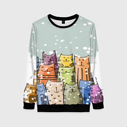 Свитшот женский Котики, цвет: 3D-черный