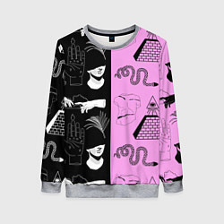 Свитшот женский Руки, статуи, цвет: 3D-меланж