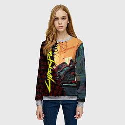 Свитшот женский Киберпанк, цвет: 3D-меланж — фото 2