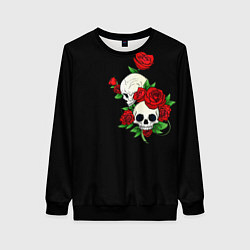 Свитшот женский Roses Skulls, цвет: 3D-черный