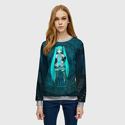 Свитшот женский Мику Хацуне, цвет: 3D-меланж — фото 2