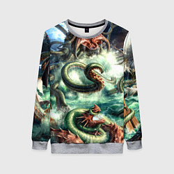 Свитшот женский Ктулху Лавкрафт, цвет: 3D-меланж